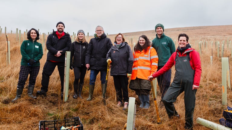 MP Paul Davies (centre) with members of National Trust, Yorkshire Water and White Rose Forest
